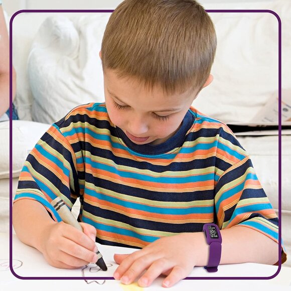 Silicone Bands Compatible with Fitbit Ace 3 Black Purple Replacement Bands - Picture 3 of 7